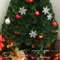 HOMCOM 3FT Green Fibre Optic Artificial Christmas Tree Xmas Colourful LED Scattered Tree with Snowflakes Ornaments Fireproofing - 9
