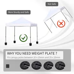 Outsunny Pop up Canopy Weight Set of 4, Heavy Duty Sand Fillable Tent Leg Weights for Marquee Party Tent Canopy, Total 20kg - 6