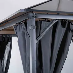 Outsunny 3m x 3m Hardtop Metal Frame Gazebo with 4 curtains, 100 kg Snow Load Capacity, Black - 9