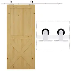 HOMCOM 6FT Rustic Interior Sliding Barn Door Mounting Hardware Kit - White - 4
