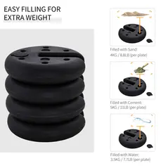 Outsunny Pop up Canopy Weight Set of 4, Heavy Duty Sand Fillable Tent Leg Weights for Marquee Party Tent Canopy, Total 20kg - 5