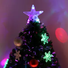 HOMCOM 3FT Green Fibre Optic Artificial Christmas Tree Xmas Colourful LED Scattered Tree with Snowflakes Ornaments Fireproofing - 8