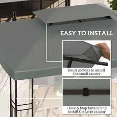 Outsunny Gazebo Roof Replacement, for 3 x 4m Frames - Grey - 5