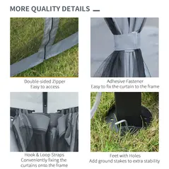 Outsunny 3m x 3m Hardtop Metal Frame Gazebo with 4 curtains, 100 kg Snow Load Capacity, Black - 5