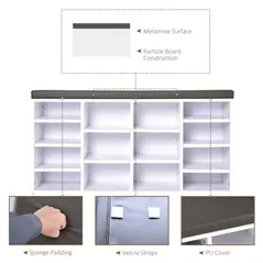 HOMCOM Multi-Storage Shoe Rack w/ 14 Compartments Cushion Moving Shelves Solid Frame Foot Pads Home Office Tidy Organisation Boots Trainers White - 5