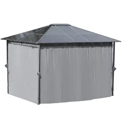 Outsunny 3 x 3.6m Hardtop Gazebo Canopy with Polycarbonate Roof, Permanent Pavilion Garden Gazebo with Curtains for Patio, Deck, Grey - 7