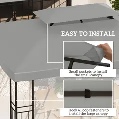 Outsunny Gazebo Roof Replacement, for 3 x 4m Frames - Light Grey - 5