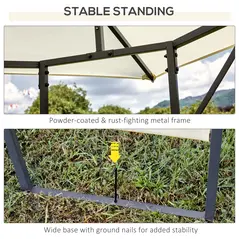 Outsunny 3 x 3 Meters Patio Garden Metal Gazebo Marquee Steel Frame with Canopy Awning Tent Water Resistant Cream - 6