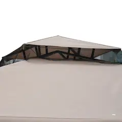 Outsunny Outdoor Gazebo, 2-tier Roof W/Netting, 295L x 295W x 263Hcm-Taupe - 9