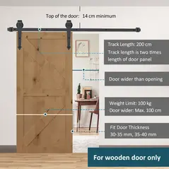 HOMCOM 6.6FT/200cm Black Sliding Door Kit for Single Barn Door, Antique Sliding Barn Door Hardware Kit with J Shape Hanger - 6