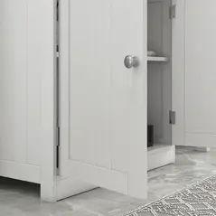 HOMCOM Under Sink Bathroom Storage Cabinet 2 Layers Vanity Unit Wooden - White - 8