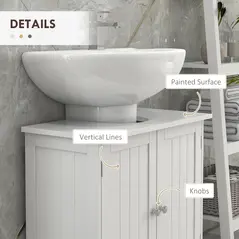 HOMCOM Under Sink Bathroom Storage Cabinet 2 Layers Vanity Unit Wooden - White - 6