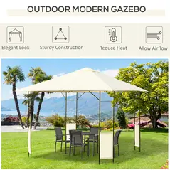 Outsunny 3 x 3 Meters Patio Garden Metal Gazebo Marquee Steel Frame with Canopy Awning Tent Water Resistant Cream - 4