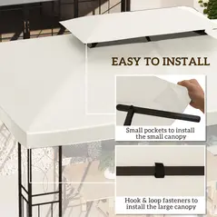 Outsunny 3x4m Gazebo Replacement Roof Canopy 2 Tier Top UV Cover Garden Patio Outdoor Sun Awning Shelters Cream (TOP COVER ONLY) - 5