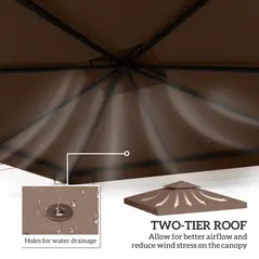 Outsunny 3x3 m Double-Tier Canopy Top Replacement-Coffee - 4