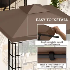 Outsunny 3x3 m Double-Tier Canopy Top Replacement-Coffee - 5
