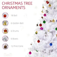HOMCOM 5ft Snow Artificial Christmas Tree w/ Metal Stand Decorations Home Seasonal Elegant Faux White - 4