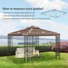 Outsunny 3x3 m Double-Tier Canopy Top Replacement-Coffee - 3