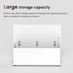 HOMCOM 113L Storage Chest, Storage Box with Flip-Top Lid and 2 Safety Hinges, Storage Trunk for Living Room, Entryway, 100 x 40 x 40 cm, White - 7
