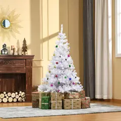 HOMCOM 5ft Snow Artificial Christmas Tree w/ Metal Stand Decorations Home Seasonal Elegant Faux White - 2