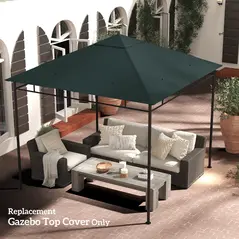 Outsunny 3 x 3 m Gazebo Canopy Replacement Cover, Garden Gazebo Roof Replacement with Drain Holes, TOP COVER ONLY, Grey - 9
