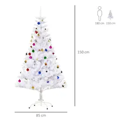 HOMCOM 5ft Snow Artificial Christmas Tree w/ Metal Stand Decorations Home Seasonal Elegant Faux White - 3