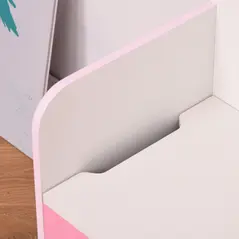 HOMCOM Kids Wooden Toy Box Children Storage Chest Bench Organiser Safety Hinge Bedroom Playroom Furniture Pink - 9