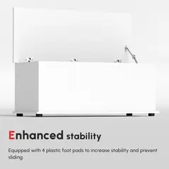 HOMCOM 113L Storage Chest, Storage Box with Flip-Top Lid and 2 Safety Hinges, Storage Trunk for Living Room, Entryway, 100 x 40 x 40 cm, White - 9