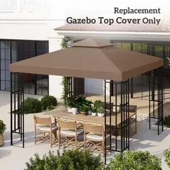 Outsunny 3x3 m Double-Tier Canopy Top Replacement-Coffee - 7