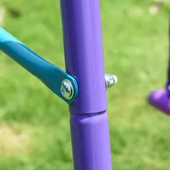 Outsunny Metal Swing Set, with Seesaw, Adjustable Height, for Ages 3+ Years, Purple - 9