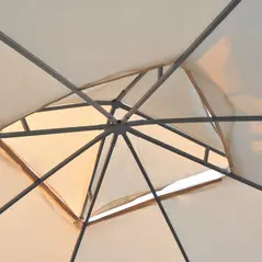 Outsunny 3(M)x3(M) Garden Gazebo Double Top Outdoor Canopy Patio Event Party Wedding Tent Backyard Sun Shade with Netting - Cream White - 8
