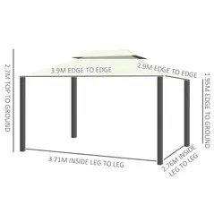 Outsunny 4 x 3 m Aluminum Garden Gazebo, Double Roof Outdoor Gazebo Canopy Shelter with Netting & Curtains for Garden, Lawn, Backyard and Deck, Cream - 3