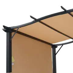 Outsunny Outdoor Retractable Pergola Garden Gazebo with Two Adjustable Side Canopy Overhead Sun Shade Backyard Canopy Cover, Steel Khaki 2.96x2.45x2.3m - 8