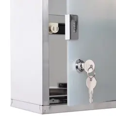 HOMCOM Stainless Steel wall mounted Medicine Cabinet with 2 Shelves + Security Glass Door Lockable 48 cm(H) - 5