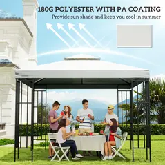Outsunny 3 x 3 m Replacement Gazebo Canopy - Cream White - 6