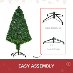 HOMCOM 4FT Pre-Lit Fibre Optic Artificial Christmas Tree Holiday Xmas Décor with Tree Topper Multi-Colour - 6
