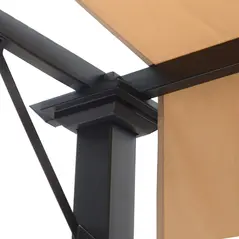 Outsunny Outdoor Retractable Pergola Garden Gazebo with Two Adjustable Side Canopy Overhead Sun Shade Backyard Canopy Cover, Steel Khaki 2.96x2.45x2.3m - 9