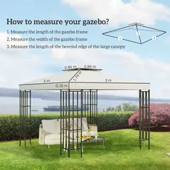 Outsunny 3 x 3 m Replacement Gazebo Canopy - Cream White - 3