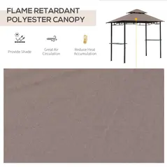 Outsunny 2.5x1.5m (8'x5') Grill Gazebo Canopy, Double Tiered Outdoor BBQ Gazebo Shelter with 2 Side Shelves for Garden, Patio, Barbecue, Picnic, Coffee - 6