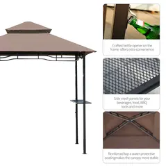 Outsunny 2.5x1.5m (8'x5') Grill Gazebo Canopy, Double Tiered Outdoor BBQ Gazebo Shelter with 2 Side Shelves for Garden, Patio, Barbecue, Picnic, Coffee - 5