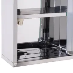HOMCOM Stainless Steel wall mounted Medicine Cabinet with 2 Shelves + Security Glass Door Lockable 48 cm(H) - 7