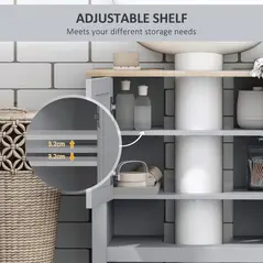 kleankin Under Sink Cabinet, Bathroom Vanity Unit, Pedestal Under Sink Design, Storage Cupboard with Adjustable Shelf, Grey - 5