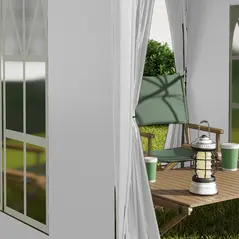 Outsunny 2 x 2 m Garden Pop Up Gazebo, Wedding Party Tent Marquee, Water Resistant Awning Canopy with Sidewalls, Windows, Carry Bag, White - 9