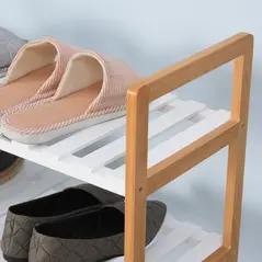 HOMCOM 4 Tier Shoe Racks Storage Stand Shelf Organizer Wood Frame 78 x 68 x 26 cm Hallway Furniture - 9