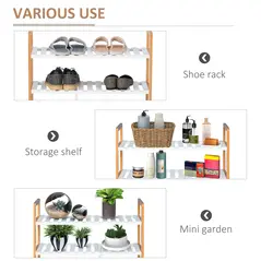 HOMCOM 4 Tier Shoe Racks Storage Stand Shelf Organizer Wood Frame 78 x 68 x 26 cm Hallway Furniture - 7