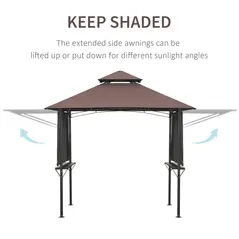 Outsunny 2.4 x 1.5 m (8' x 5') Grill Gazebo Canopy with Extendable Side Awnings, Outdoor BBQ Gazebo Shelter with 2 Side Shelves for Garden, Patio, Barbecue, Picnic, Coffee - 4