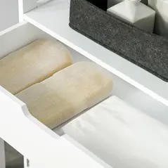 kleankin Bathroom Floor Cabinet, Free Standing Kitchen Cupboard with Shelves, Drawer and Doors, Storage Organizer for Living Room, White - 9