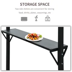 Outsunny 2.4 x 1.5 m (8' x 5') Grill Gazebo Canopy with Extendable Side Awnings, Outdoor BBQ Gazebo Shelter with 2 Side Shelves for Garden, Patio, Barbecue, Picnic, Coffee - 6