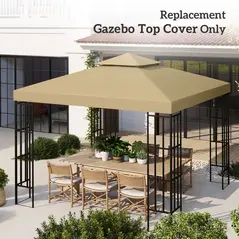 Outsunny 3(m) Gazebo Top Cover Double Tier Canopy Replacement Pavilion Roof Deep Beige - 7