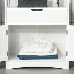 kleankin Bathroom Floor Cabinet, Free Standing Kitchen Cupboard with Shelves, Drawer and Doors, Storage Organizer for Living Room, White - 8